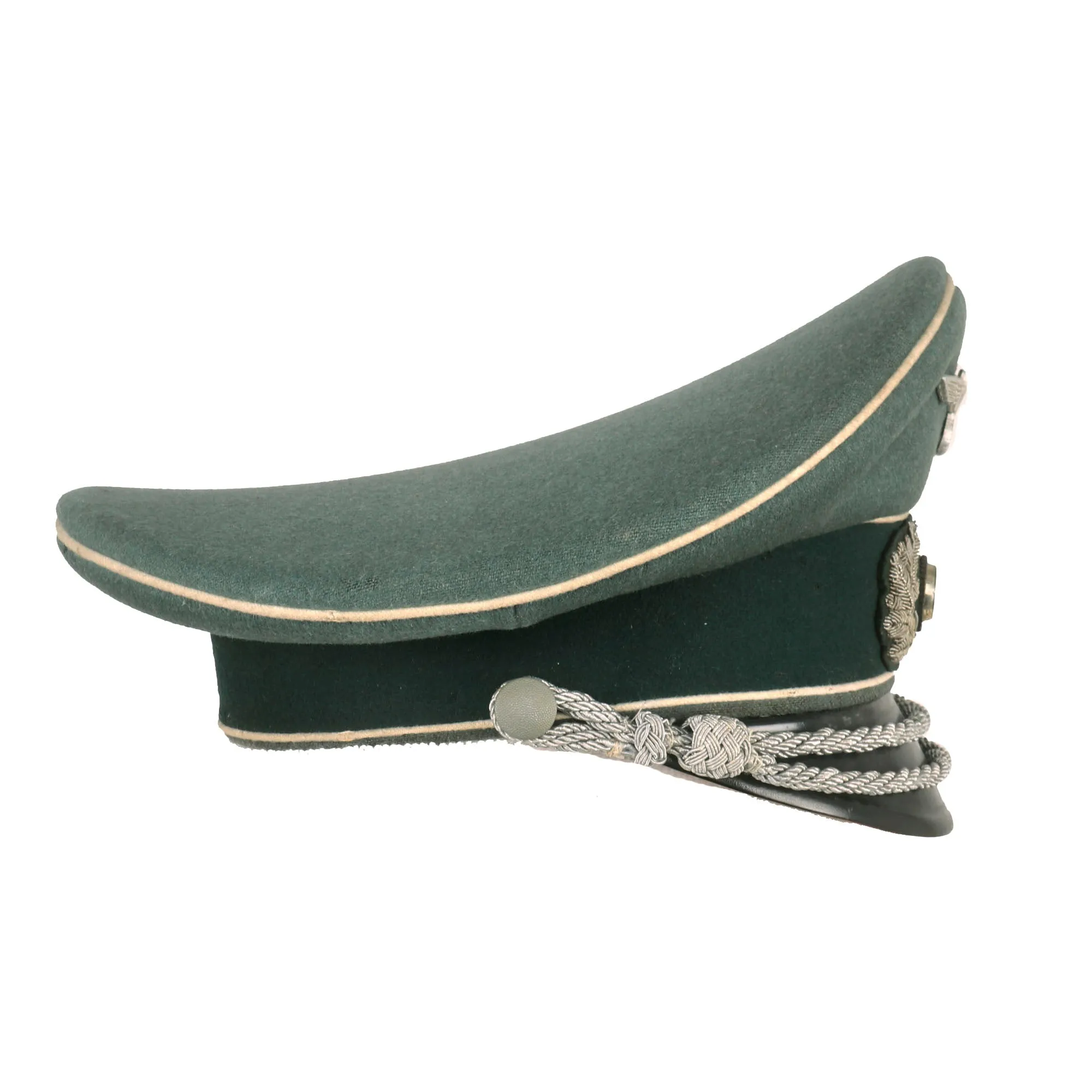 Original German WWII Army Heer Infantry Officers Schirmmütze Visor Crush Cap by Flite - Damaged Chinstrap