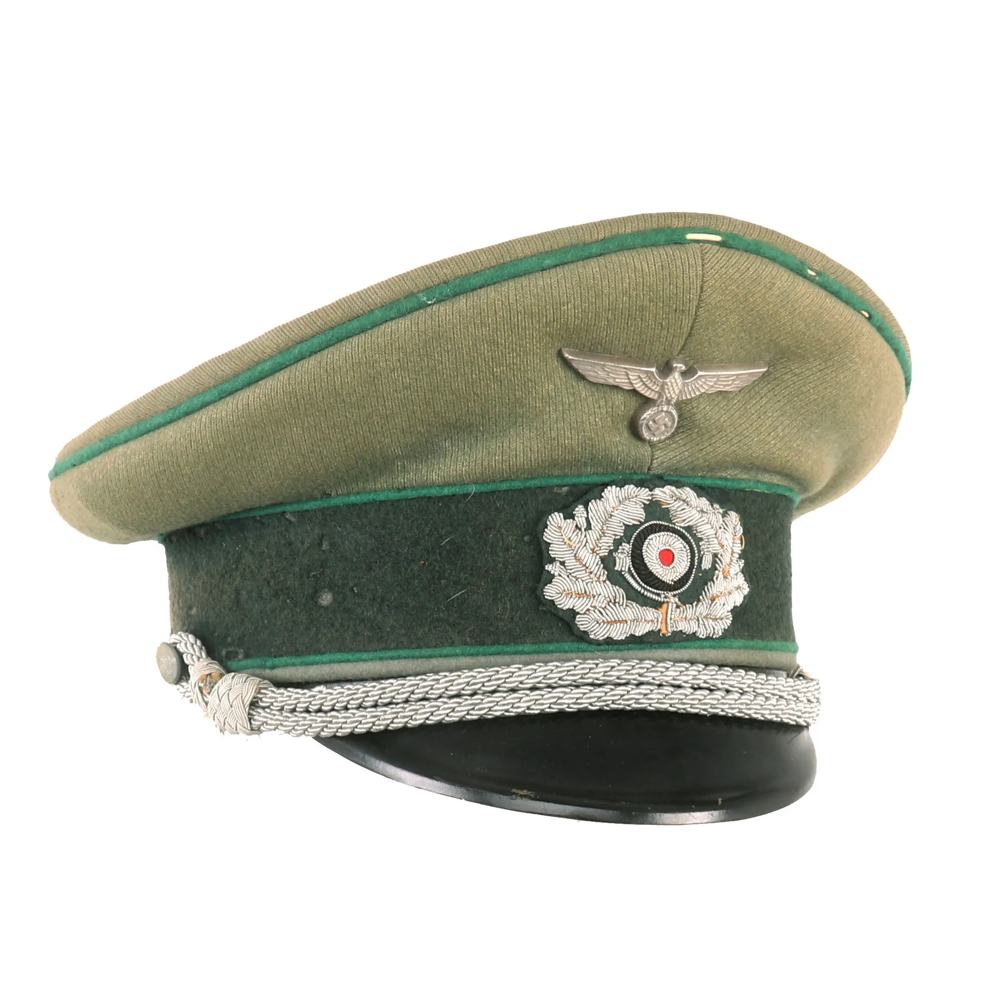 Original German WWII Heer Jäger Officer Schirmmütze Visor Crush Cap by EREL Privat (Double Marked)