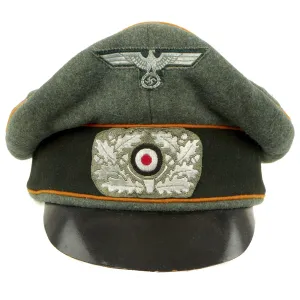 Original German WWII Heer Military Police or Recruiting EM/NCO Visor Crush Cap by Willy Sprengpfeil - dated 1940