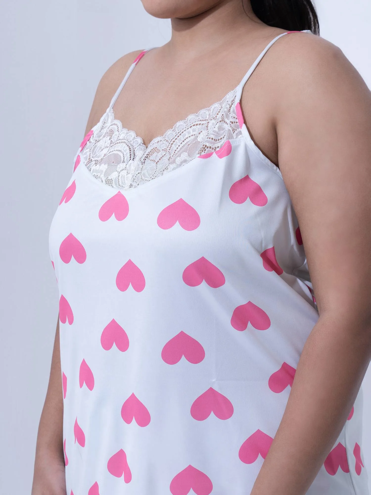 Plus Size Women Lace Satin Shorts Set