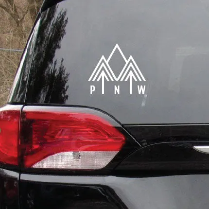 PNW Simple Trees and Mountains Vinyl Car Decal Sticker