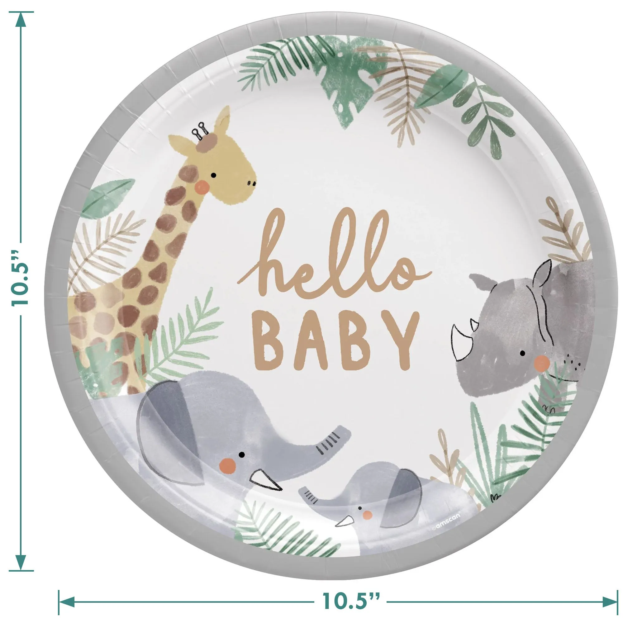 Soft Jungle Animal Baby Shower Paper Dinner Plates and Lunch Napkins (16 Plates & Napkins)