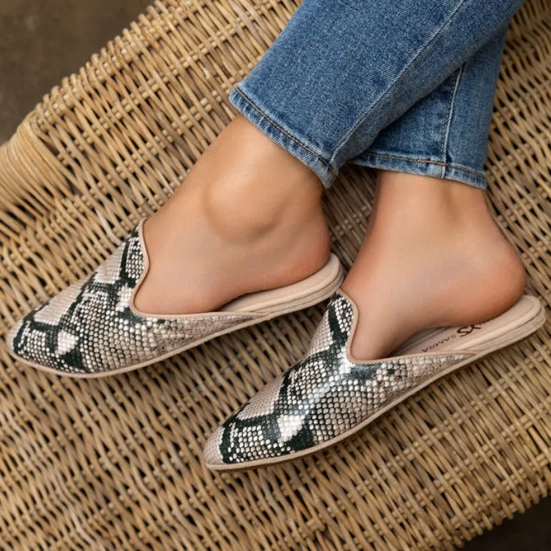 Vidi Mule in Natural Snake Leather