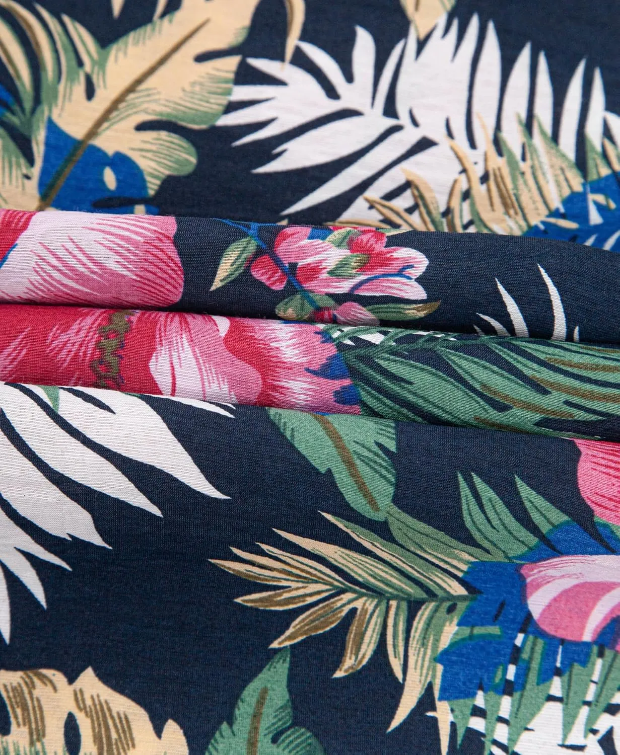 Weecreeture Big and Tall Men's Hawaiian Shirt - Short Sleeve, Tropical Floral Button Down Casual Summer Beach Shirt