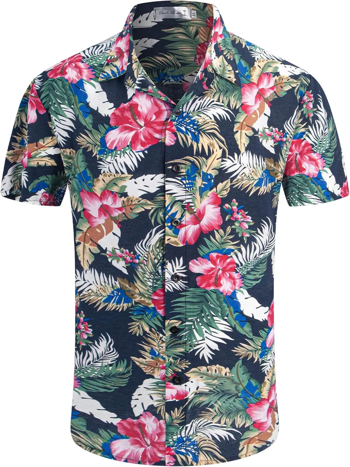Weecreeture Big and Tall Men's Hawaiian Shirt - Short Sleeve, Tropical Floral Button Down Casual Summer Beach Shirt
