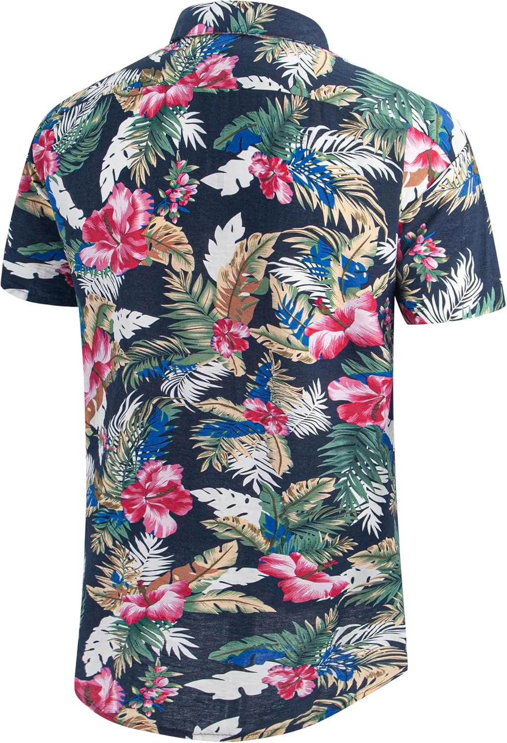 Weecreeture Big and Tall Men's Hawaiian Shirt - Short Sleeve, Tropical Floral Button Down Casual Summer Beach Shirt