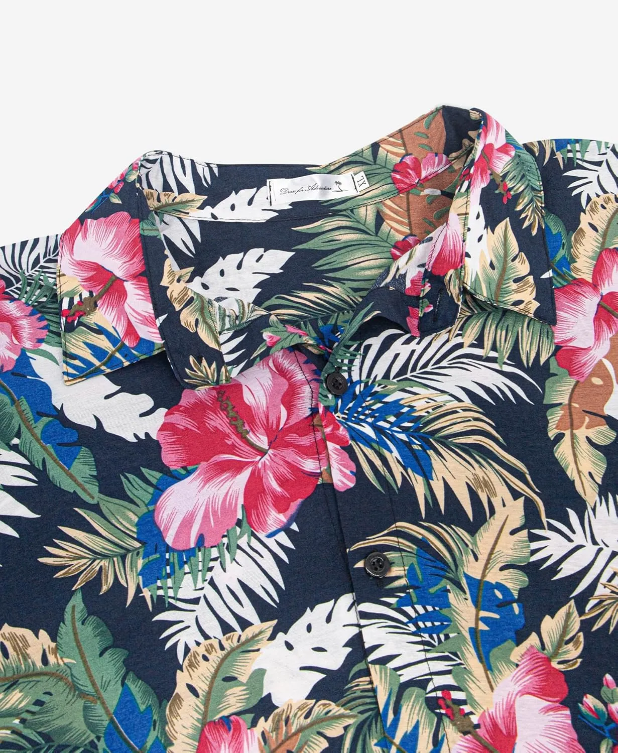 Weecreeture Big and Tall Men's Hawaiian Shirt - Short Sleeve, Tropical Floral Button Down Casual Summer Beach Shirt